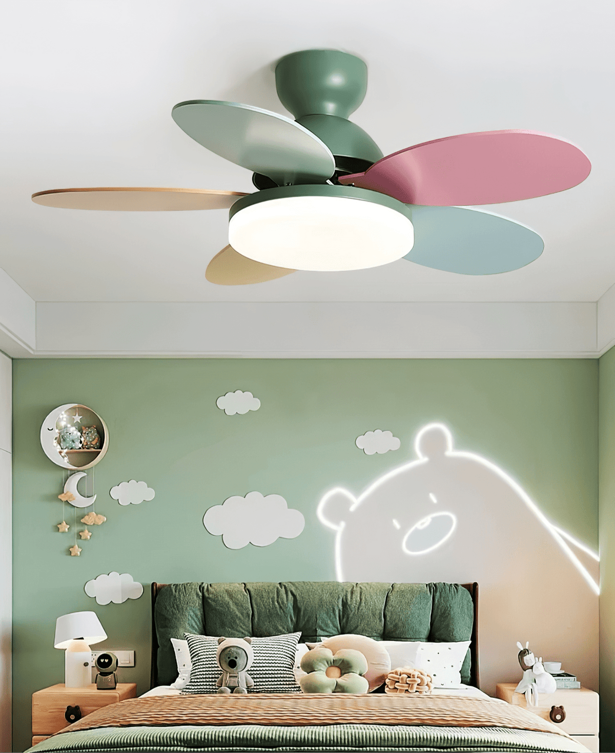 Petalux | Modern Ceiling Fan with LED Light and Remote | Quiet DC Motor for Living Rooms
