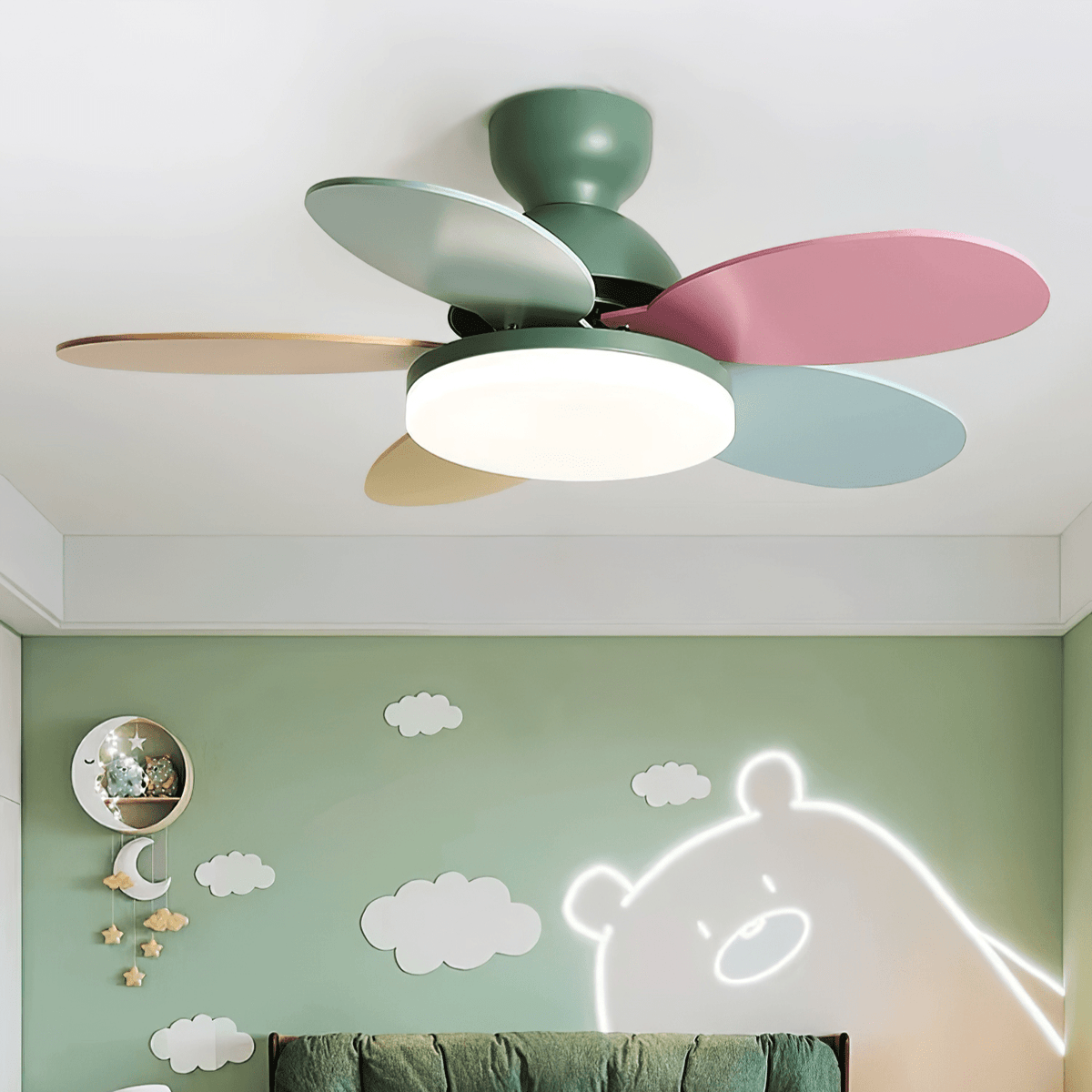 Petalux | Modern Ceiling Fan with LED Light and Remote | Quiet DC Motor for Living Rooms