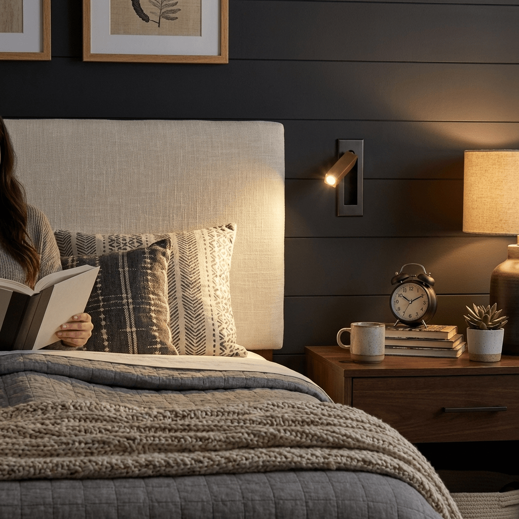 Nocturnis | Recessed LED Bedside Sconce with Adjustable Head | Reading Light for Bedroom
