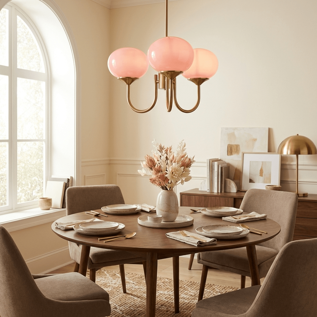 Marshmallow | Modern Glass Bubble Chandelier with Hand-Sprayed Pink Shades
