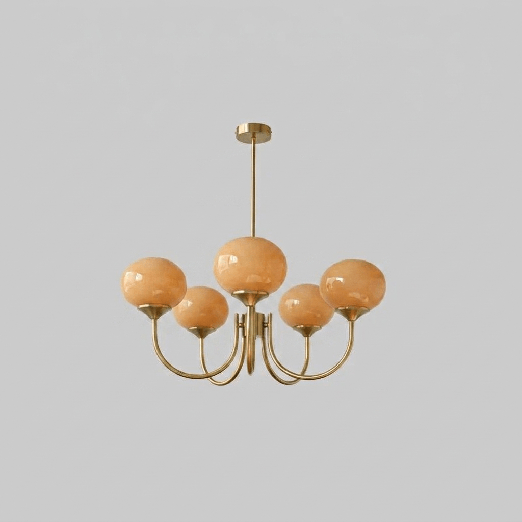 Marshmallow | Modern Glass Bubble Chandelier with Hand-Sprayed Pink Shades