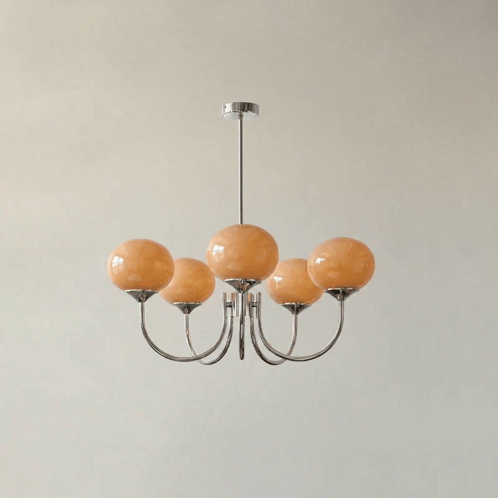 Marshmallow | Modern Glass Bubble Chandelier with Hand-Sprayed Pink Shades