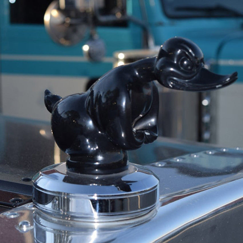 Quackride | Chrome Duck Hood Ornament with Universal Fit - Car Radiator Emblem Accessory