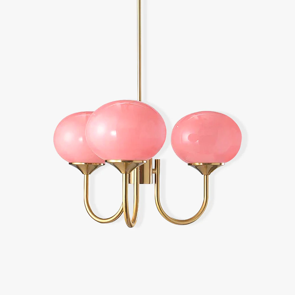 Marshmallow | Modern Glass Bubble Chandelier with Hand-Sprayed Pink Shades