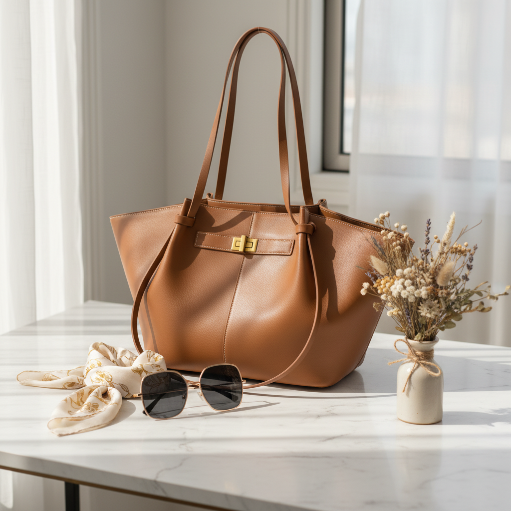 Large Tote Handbag with Zipper Spacious Shoulder Bag for Women