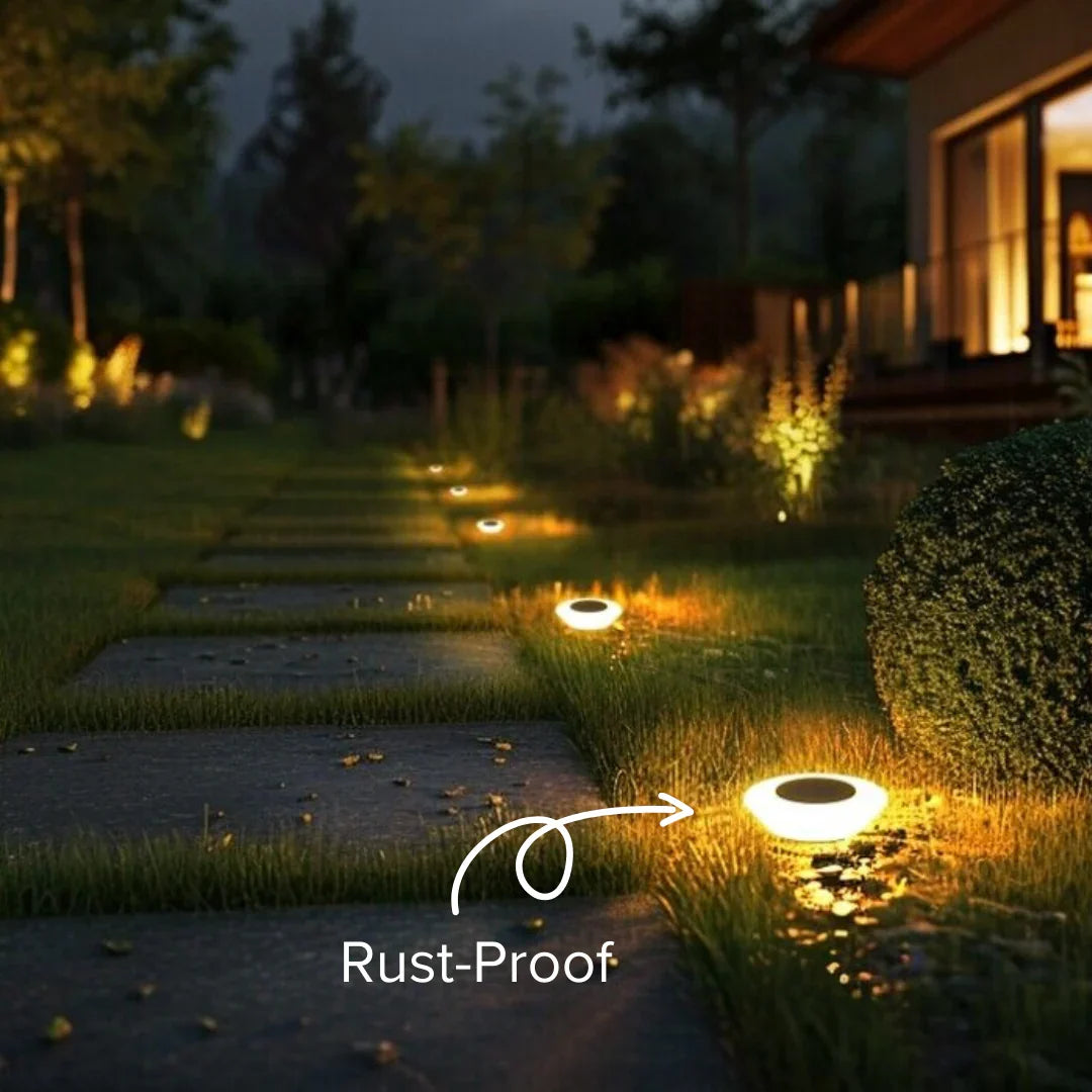 Solvia | IP65 Waterproof Solar Ground Lights with 14 LEDs | Rust Proof ABS for Pathways