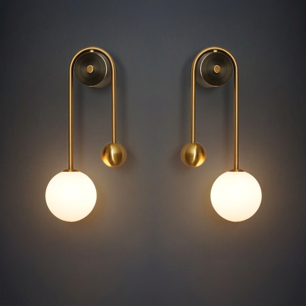 Nordic Gold Wall Sconce with White Glass Shade | Minimalist Light Fixture