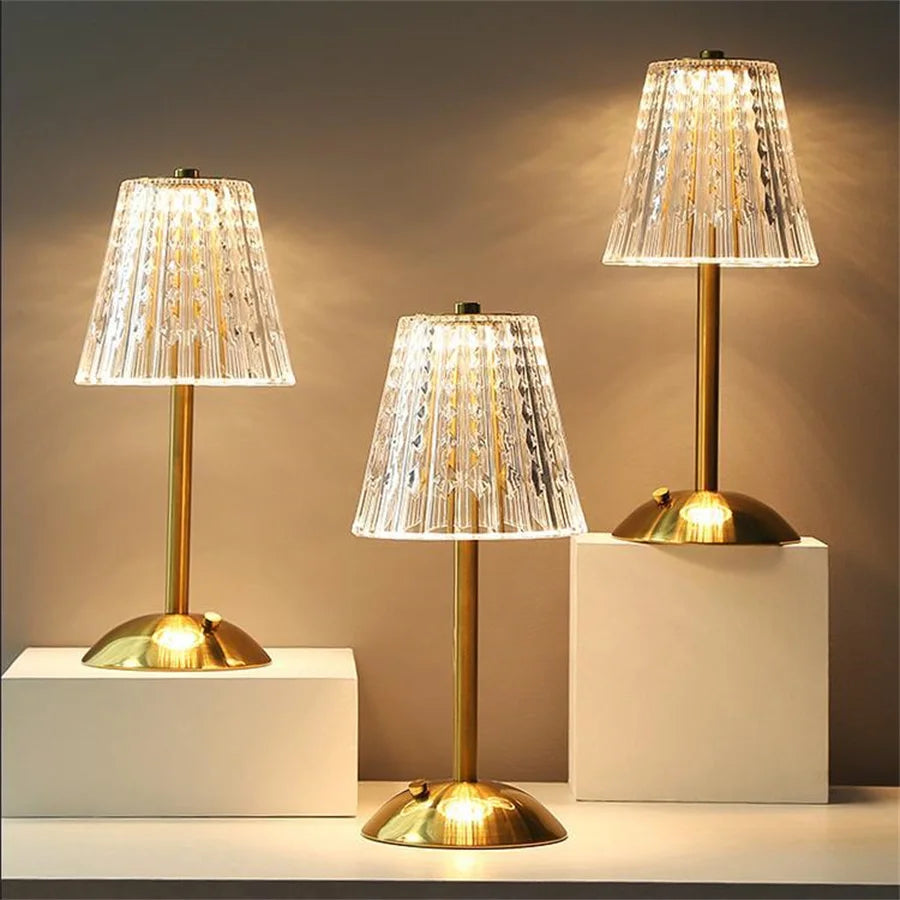 Crystal Touch Table Lamp Dimmable LED Bedside Nightstand Light
