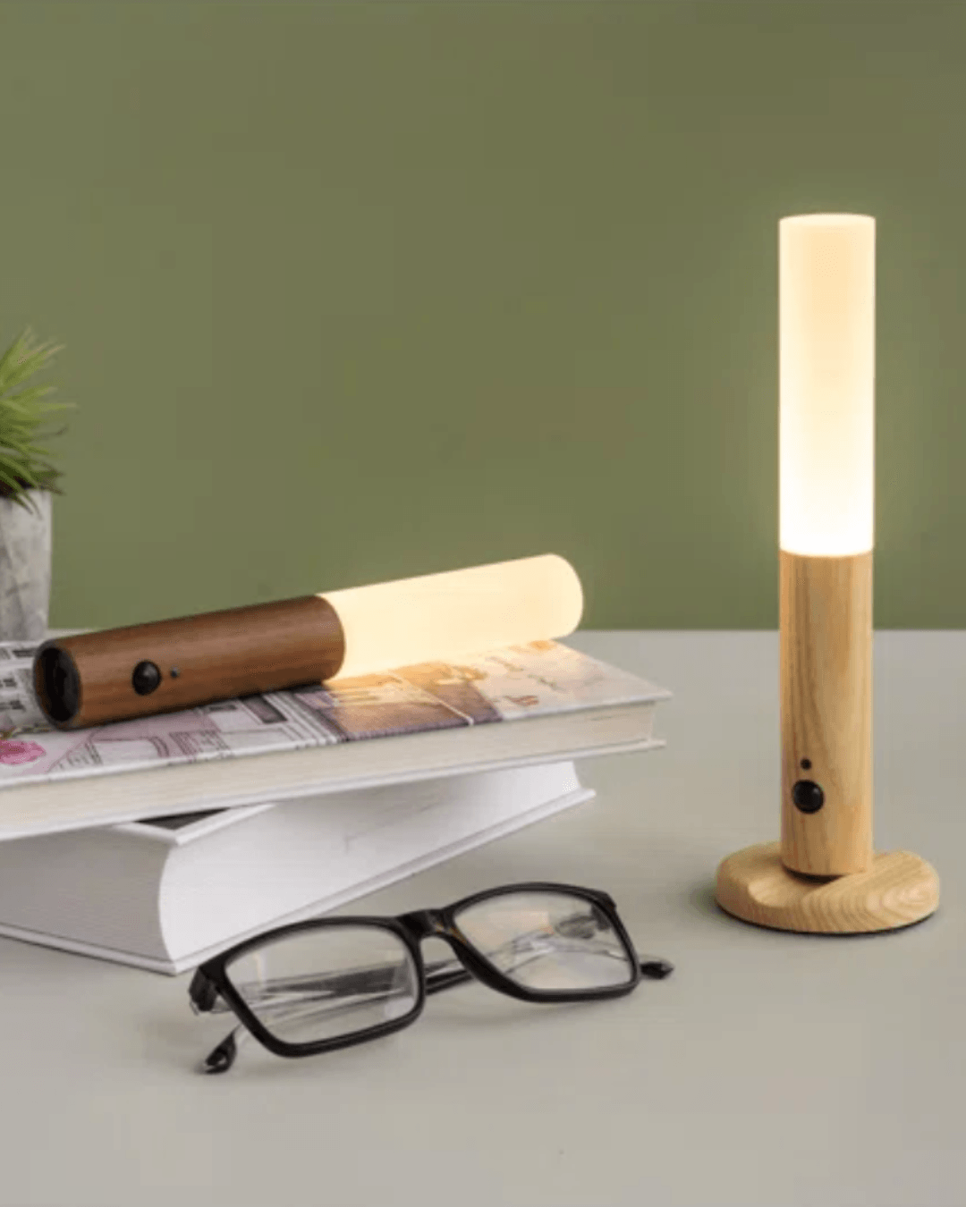 Rechargeable Wooden Wall Sconce with Motion Sensor | Cordless LED Night Light
