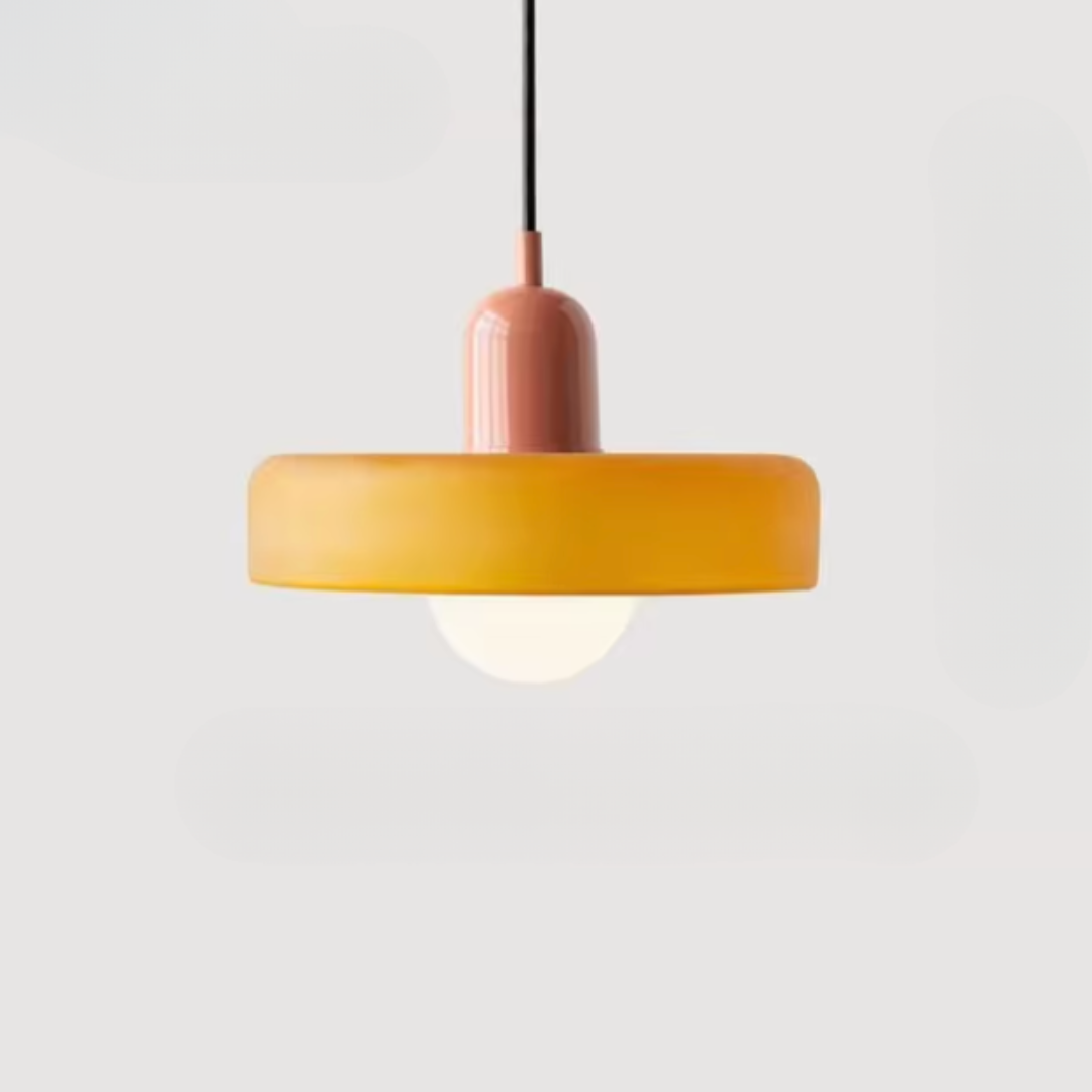 Bauhaus Dual-Tone Glass Pendant Light with Vibrant Colors | Modern Lamp