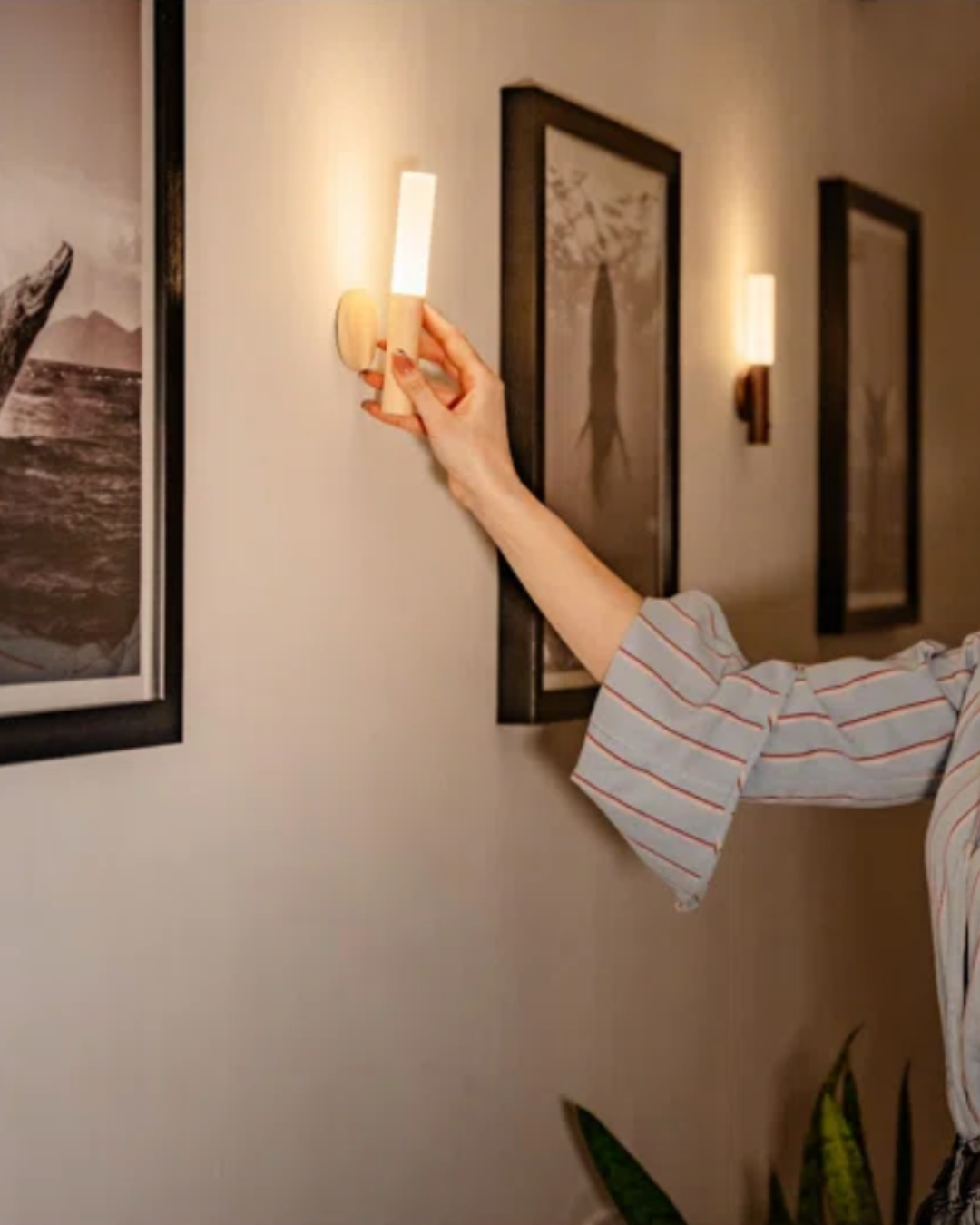 Rechargeable Wooden Wall Sconce with Motion Sensor | Cordless LED Night Light