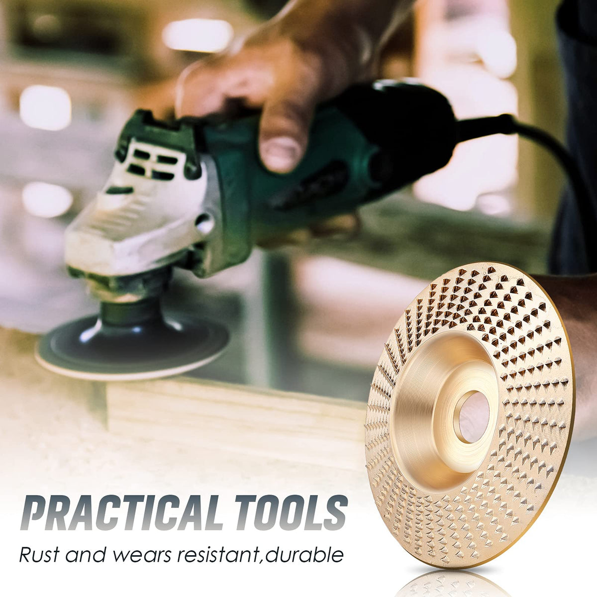 Carvexa | Tungsten Carbide Wood Carving Discs with 3 Shapes | Angle Grinder Kit for Wood