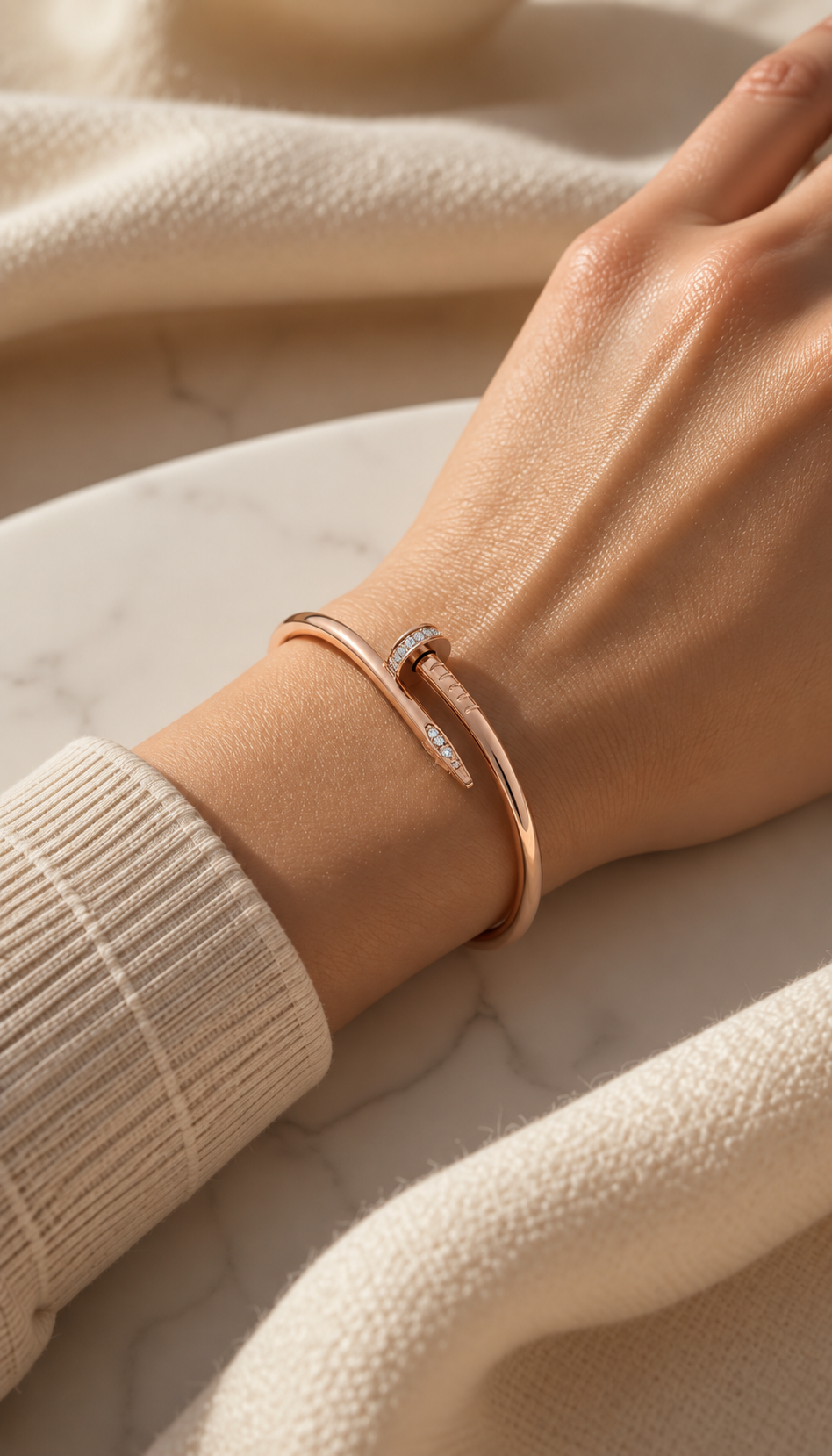 Nail Bangle Bracelet | Minimalist Metal Design with Bold Curved Detail for Modern Style