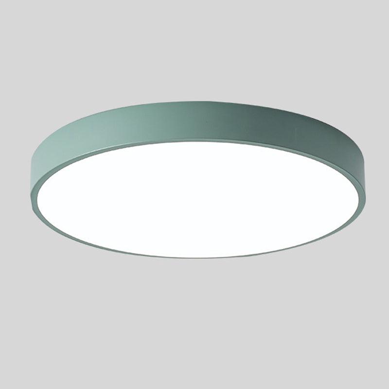 Nordic Wooden LED Ceiling Light Macaroon Round Flush Mount Lamp