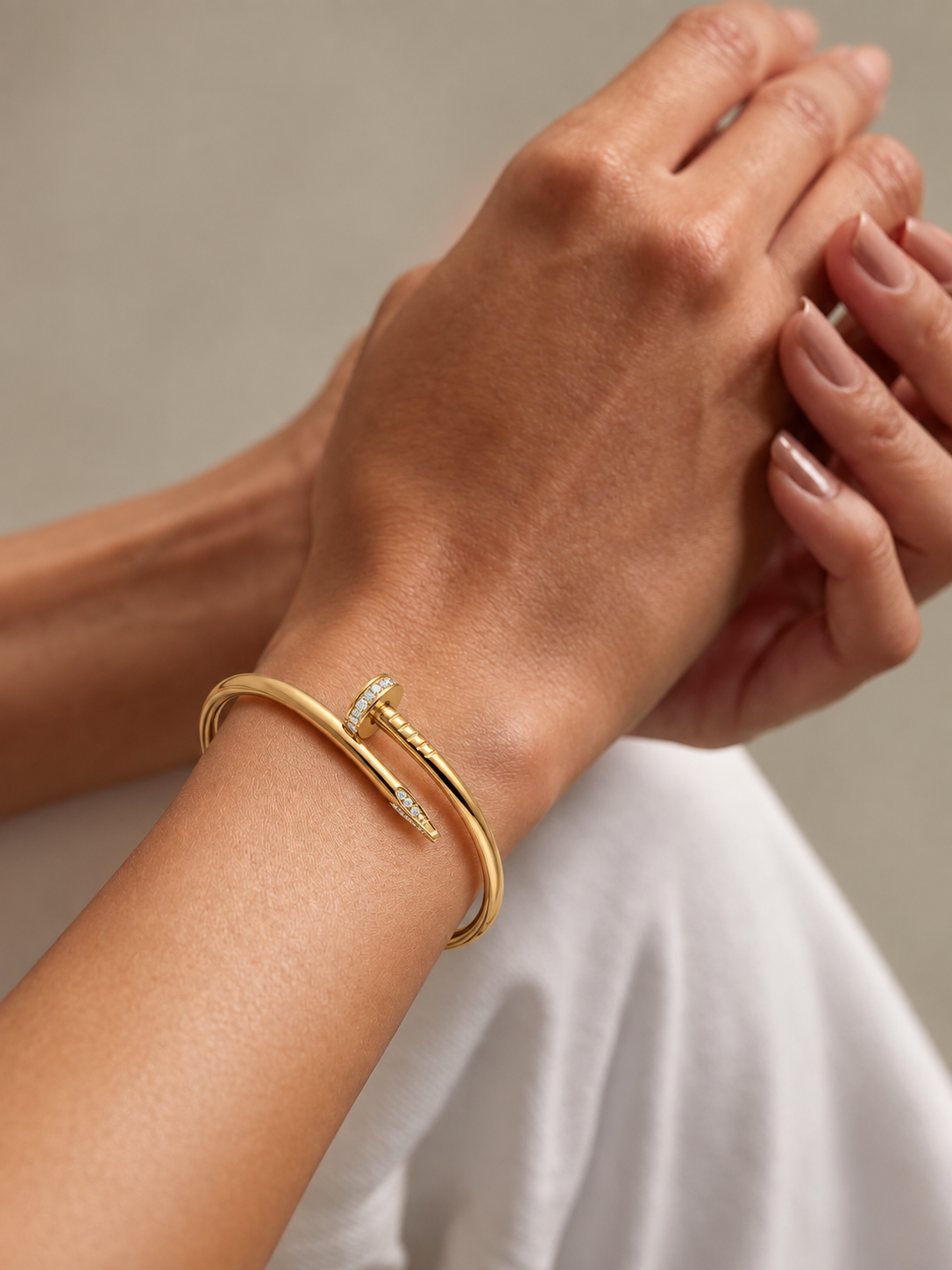 Nail Bangle Bracelet | Minimalist Metal Design with Bold Curved Detail for Modern Style