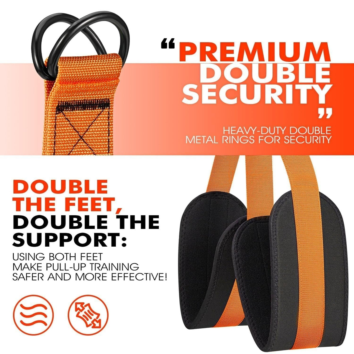 Ascent | Pull-Up Assistance Band with Double Foot Support | Steel Hooks for Pull-Up Bars