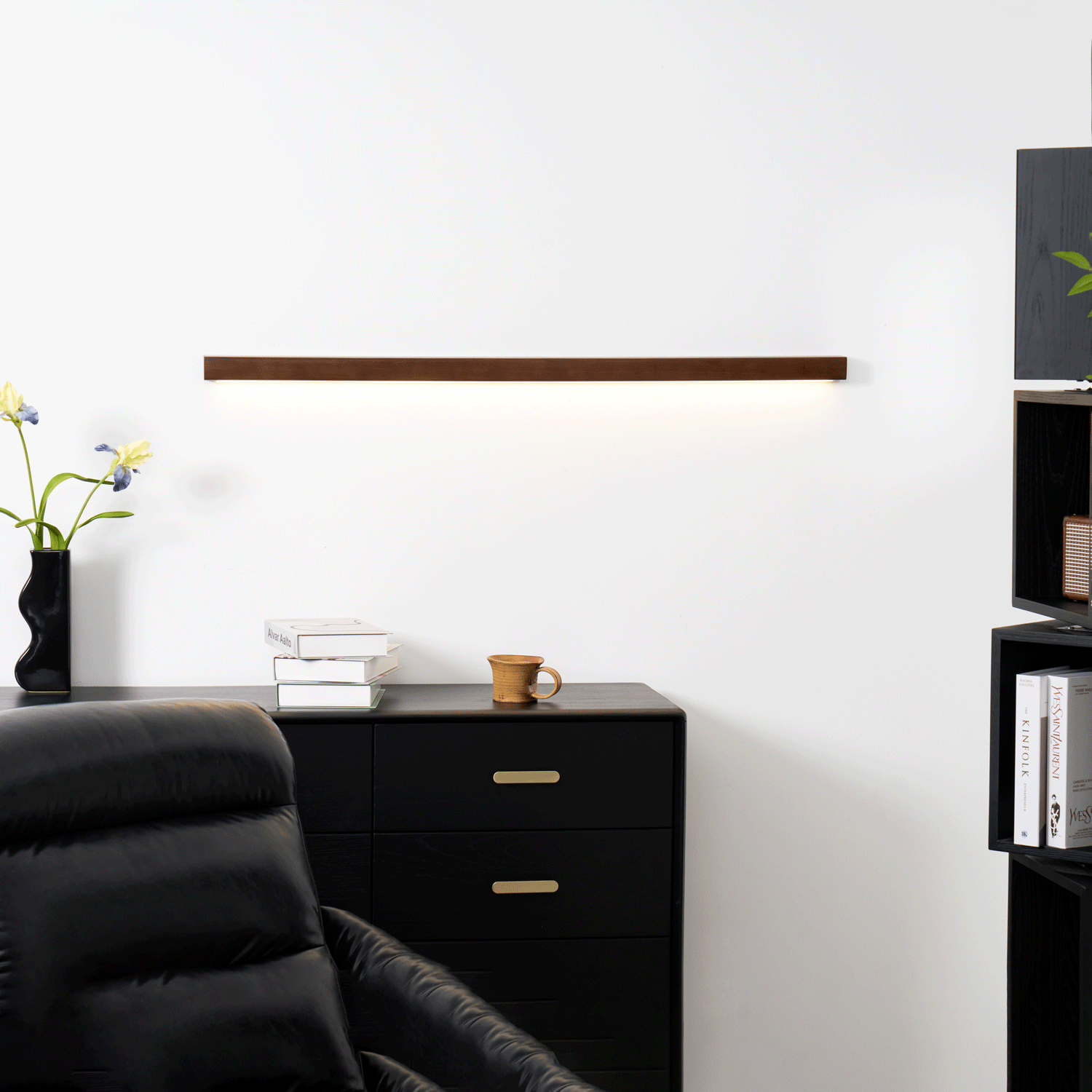Woodline | Linear Pine Wood Wall Light with Dual Mount Design | LED Sconce for Entryways