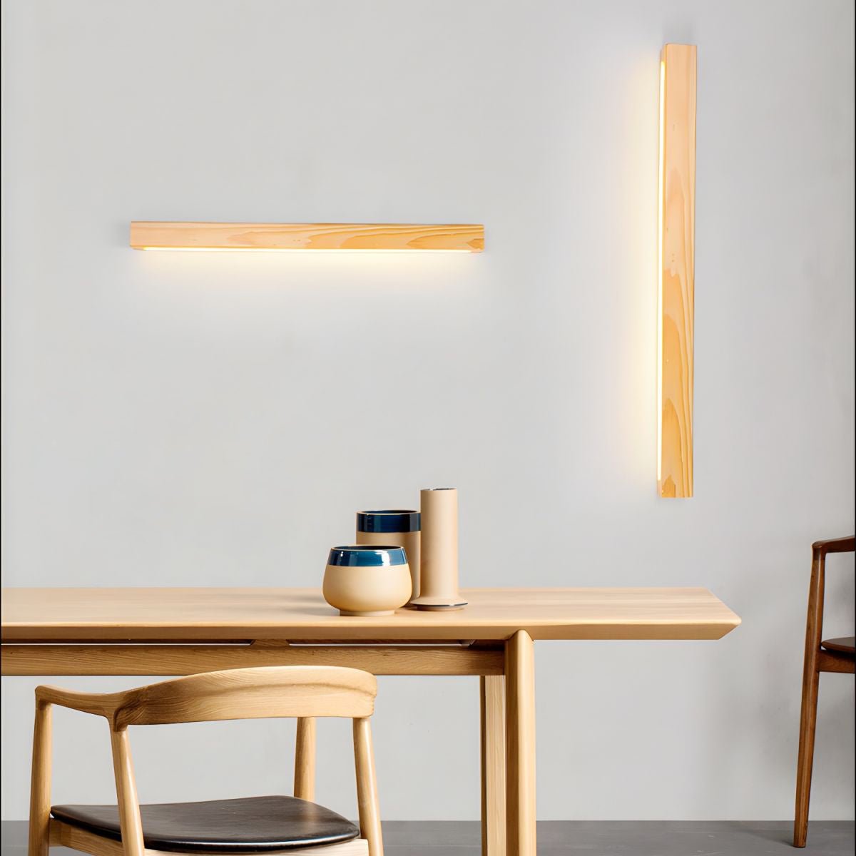 Woodline | Linear Pine Wood Wall Light with Dual Mount Design | LED Sconce for Entryways