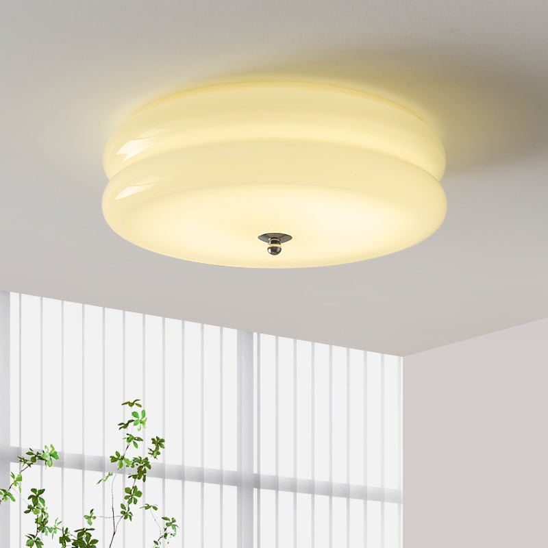 Aurelis | Art Deco Ceiling Light with White Glass Shade | Vintage Gold Lamp for Entryway