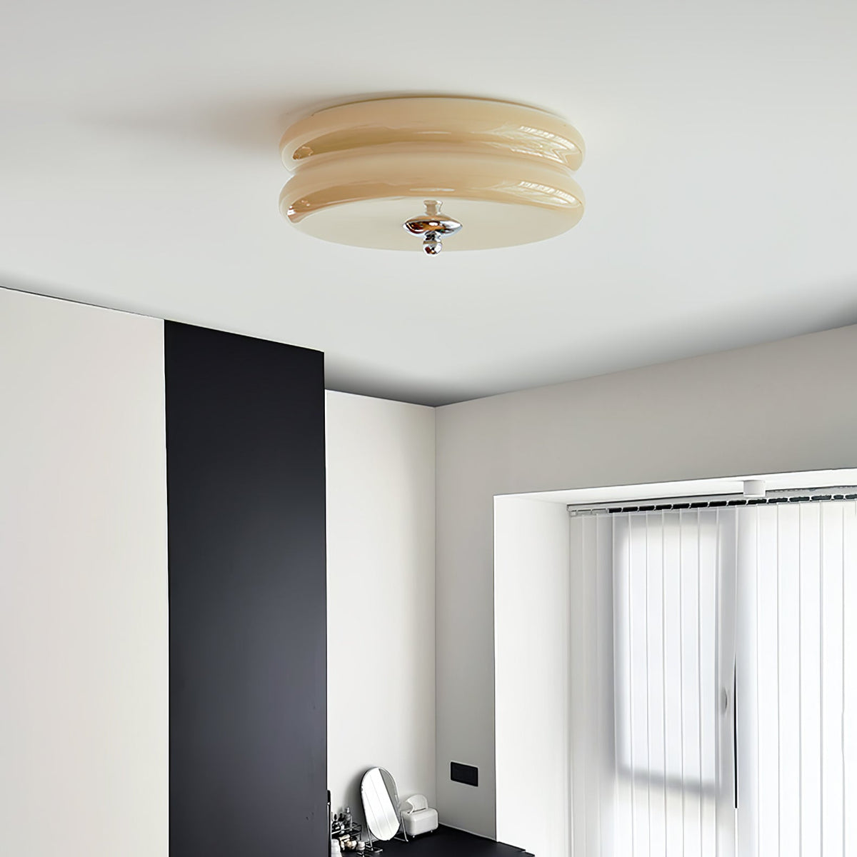 Aurelis | Art Deco Ceiling Light with White Glass Shade | Vintage Gold Lamp for Entryway