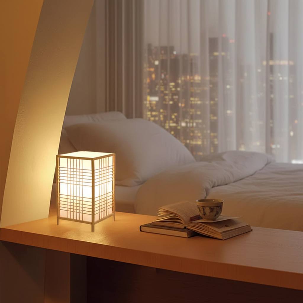 EdoElegance Japanese Style Table Lamp Bamboo Wood E27 Ambient Light