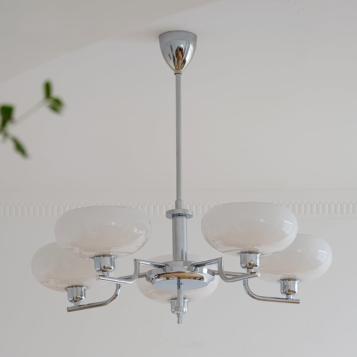 Opalune | Modern Chandelier with Opal Glass Shades | Dimmable Fixture for Dining Room