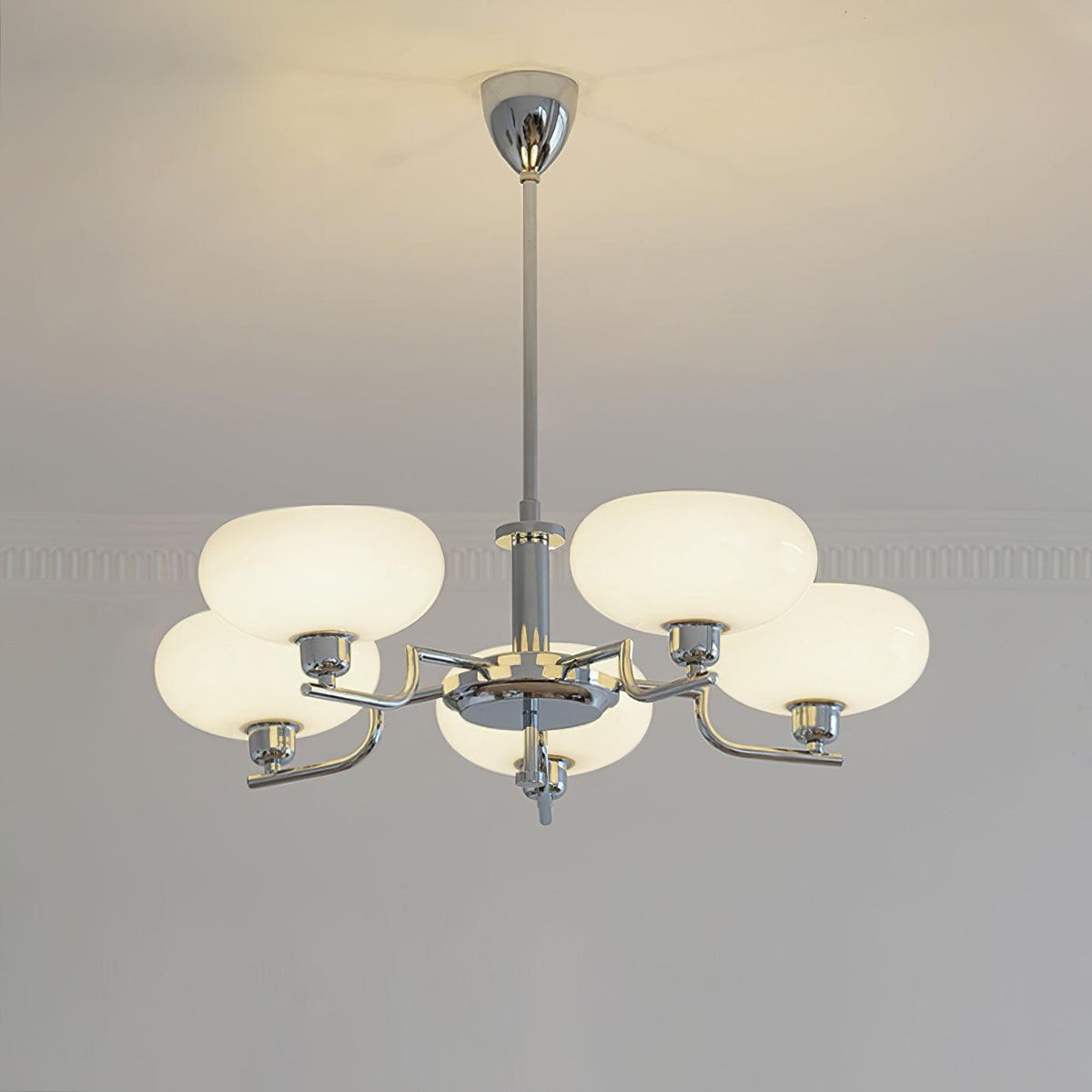 Opalune | Modern Chandelier with Opal Glass Shades | Dimmable Fixture for Dining Room