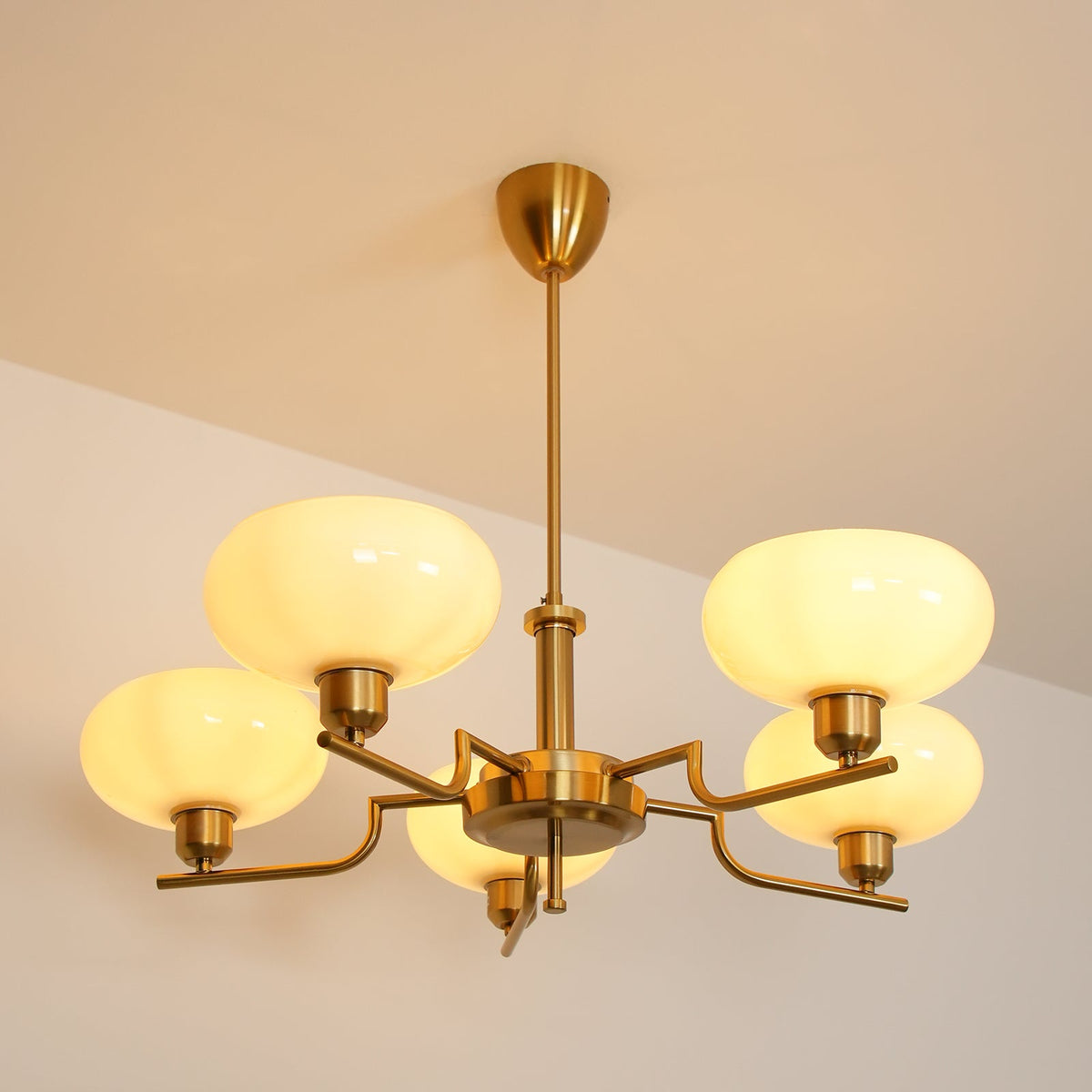 Opalune | Modern Chandelier with Opal Glass Shades | Dimmable Fixture for Dining Room