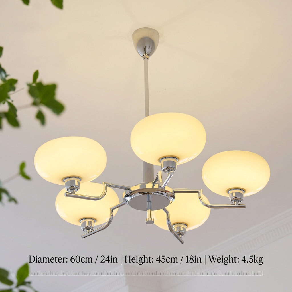 Opalune | Modern Chandelier with Opal Glass Shades | Dimmable Fixture for Dining Room