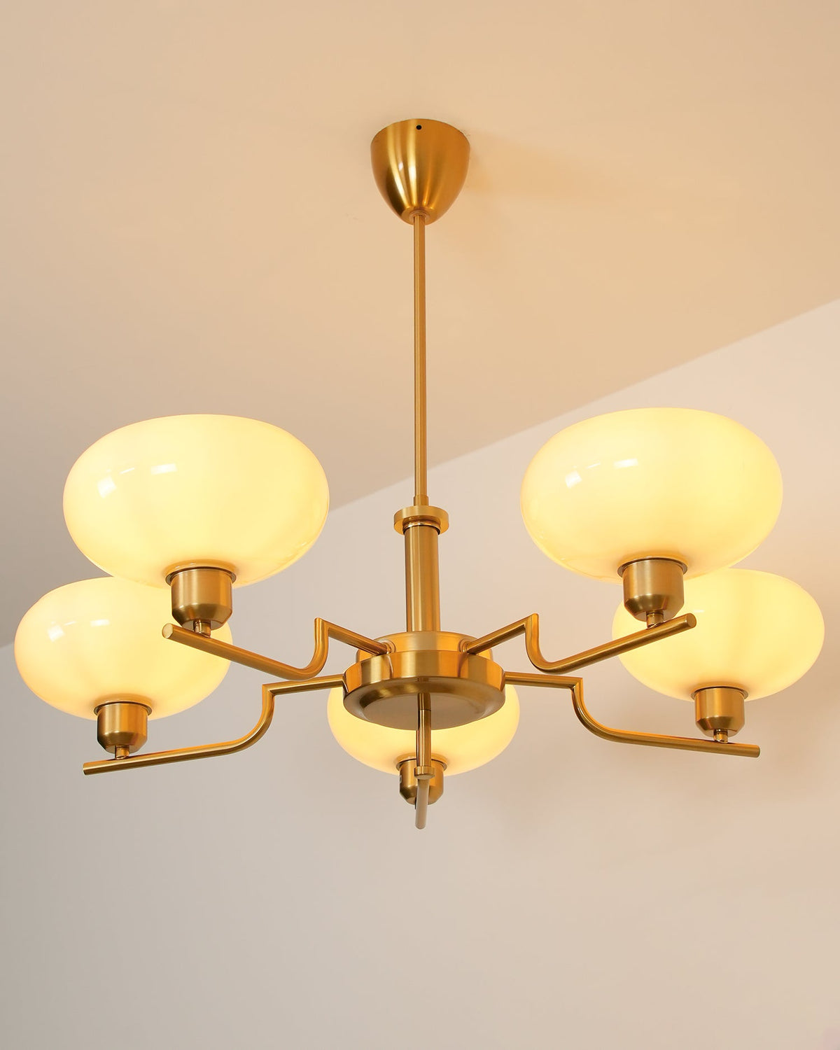 Opalune | Modern Chandelier with Opal Glass Shades | Dimmable Fixture for Dining Room