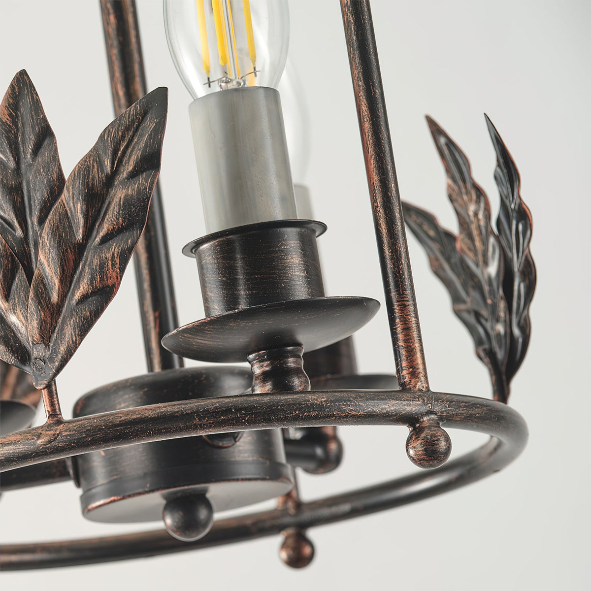 Aviary Series | Iron Lantern Pendant Light with Bird & Leaf Detail for Dining Room