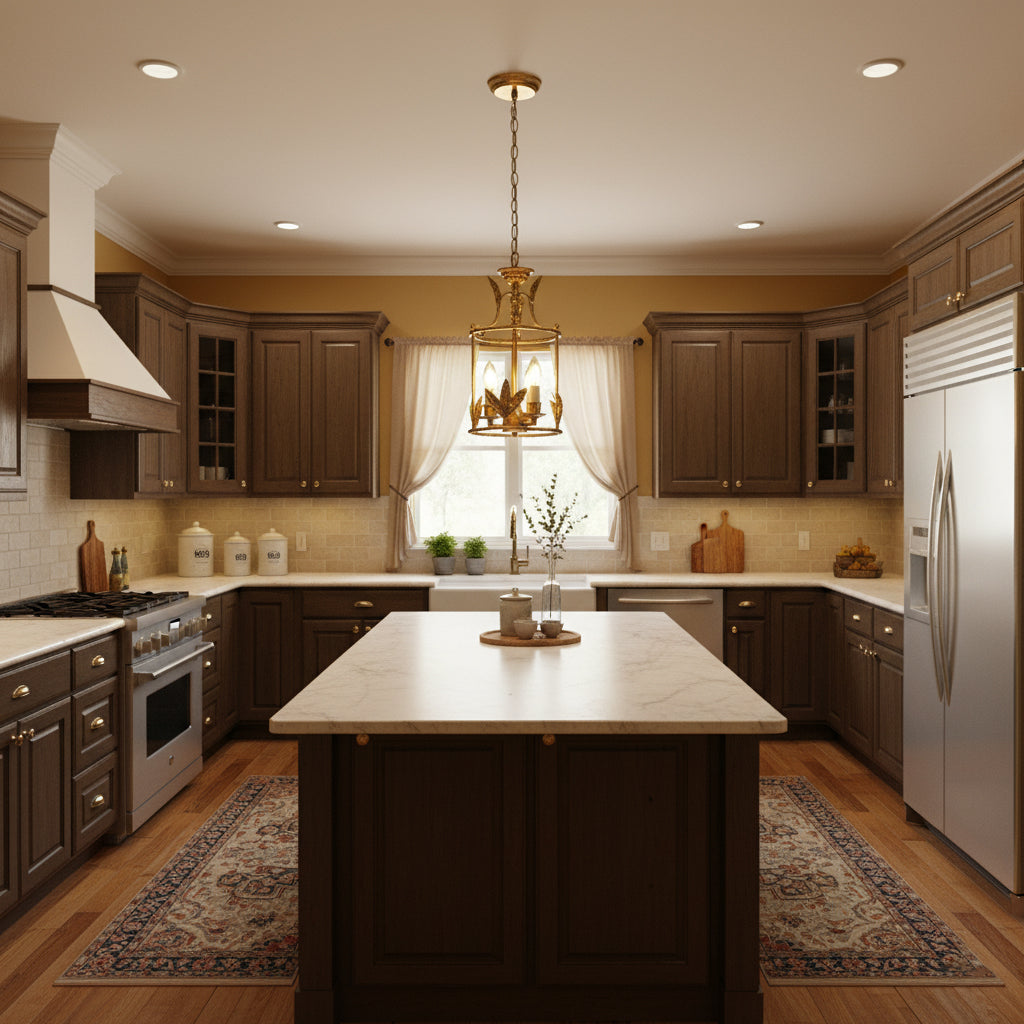 Aviary Series | Iron Lantern Pendant Light with Bird & Leaf Detail for Dining Room