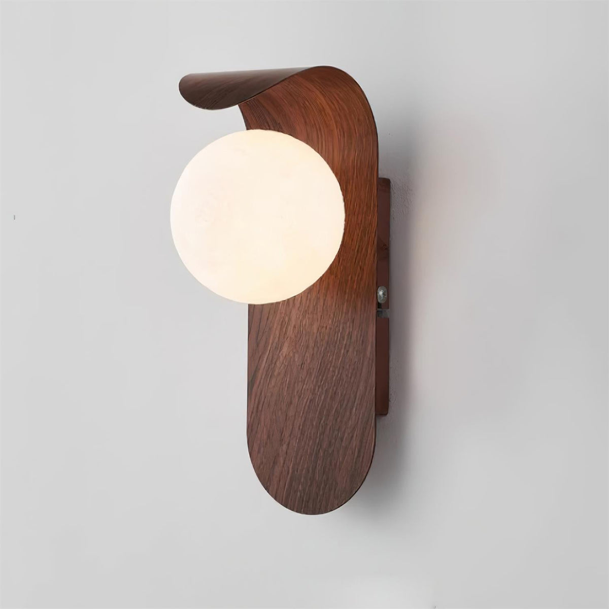 Aspen | Wood Finish Wall Sconce with Frosted Glass Globe, Dimmable Wall Lamp for Bedside