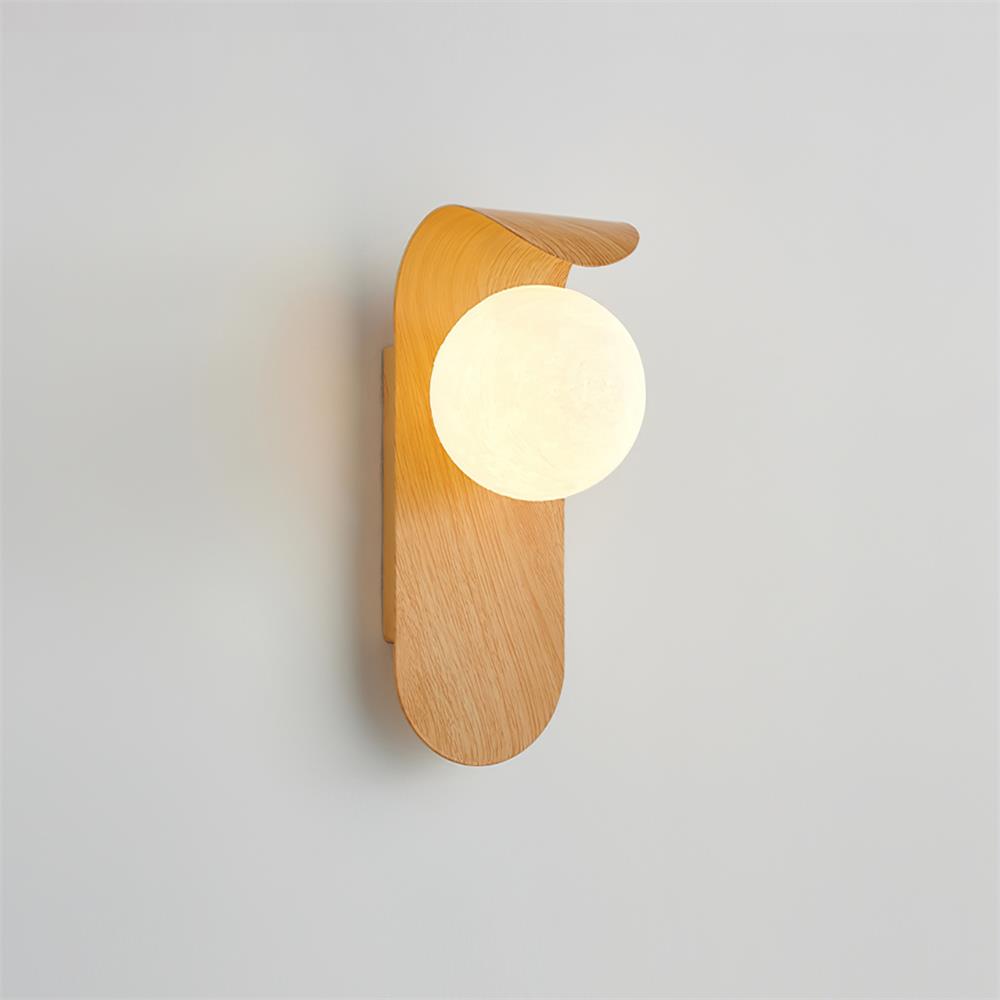 Aspen | Wood Finish Wall Sconce with Frosted Glass Globe, Dimmable Wall Lamp for Bedside