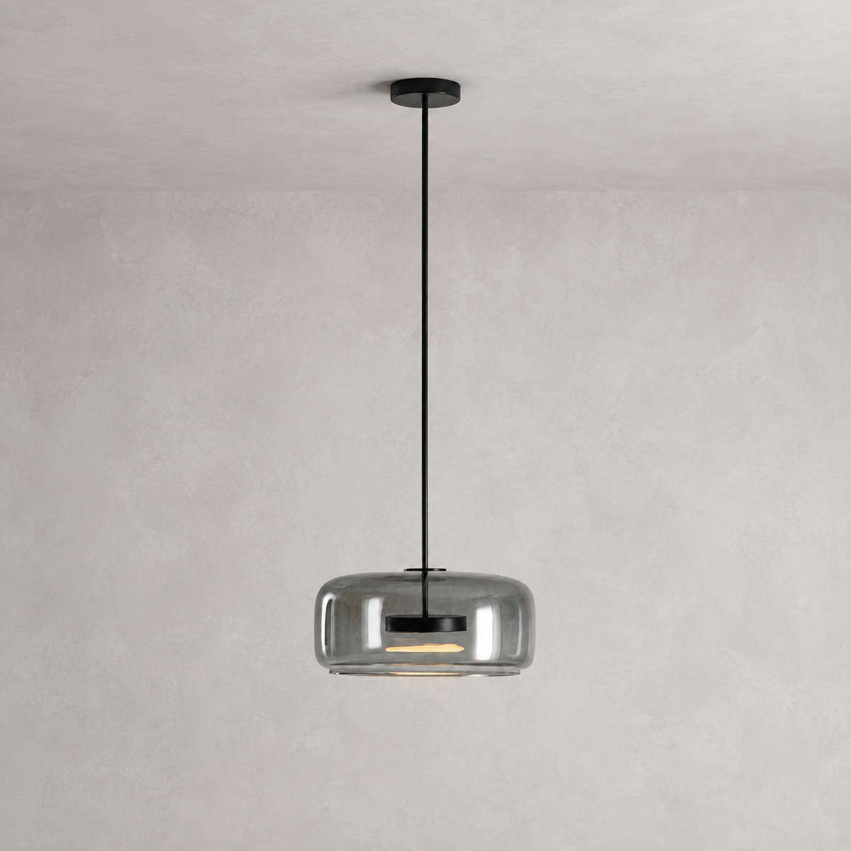 Smokara | Smoked Glass Globe Pendant Lamp with Metal Accents | Light for Kitchen Islands