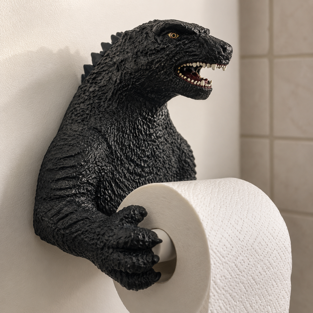 Glumkin | Monster Toilet Paper Holder with Slide-Out Bar | Resin Wall Decor for Bathroom