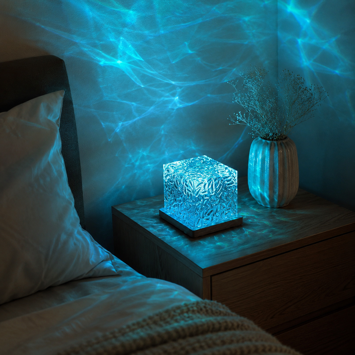 Tideon | Ocean Wave Projector Lamp with 16 Colors and Remote | USB Calming Glow for Rest