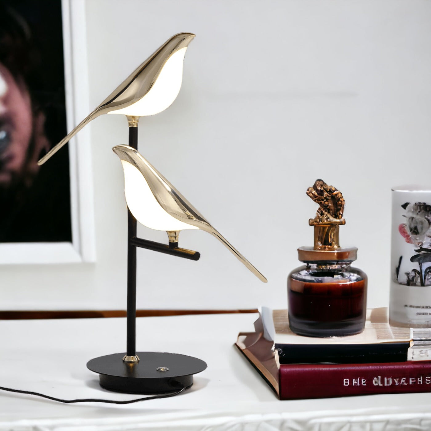 Gold Bird Table Lamp Modern LED Decorative Desk Lamp