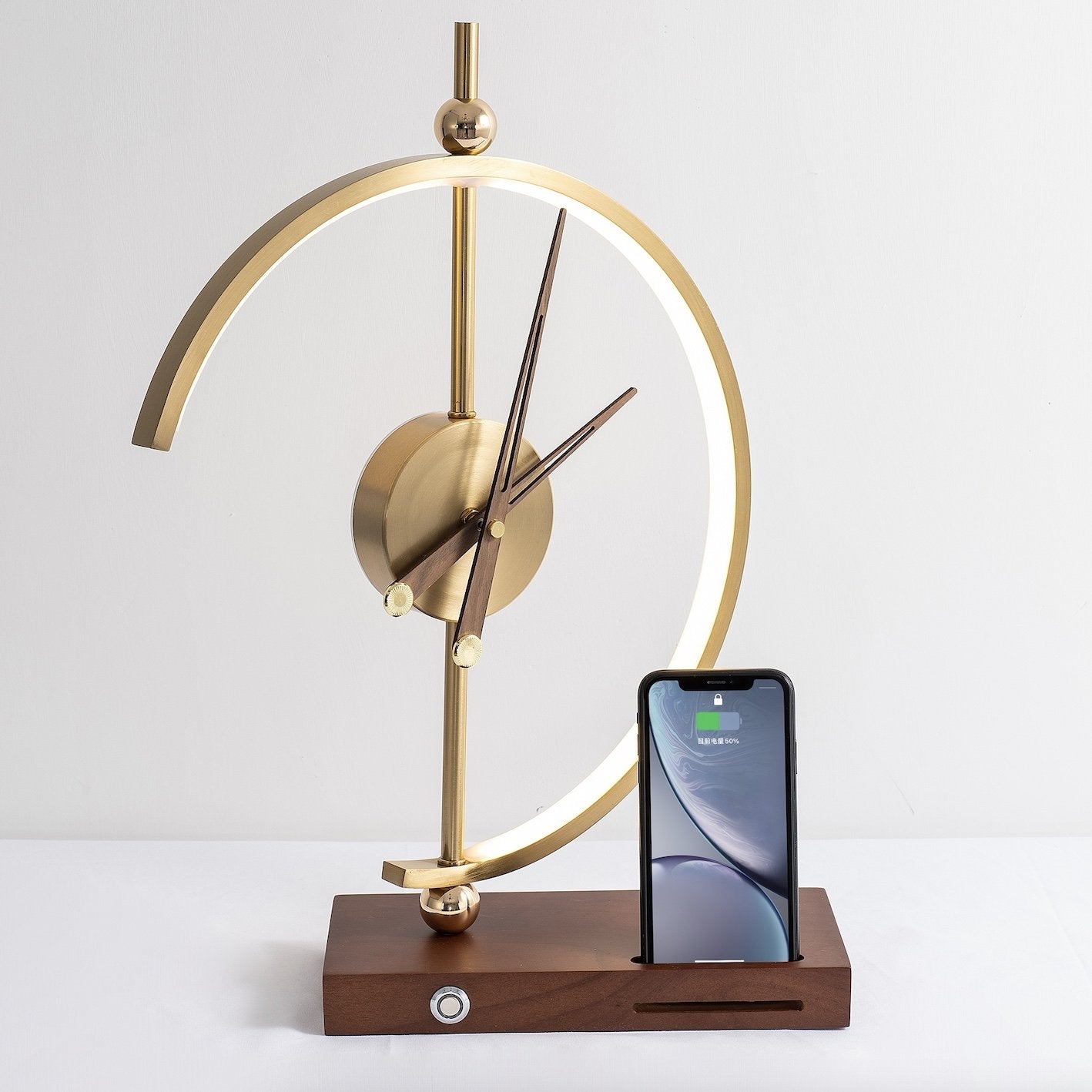 Nagoya LED Table Lamp with Clock Wireless Charging Dimmable Desk Light