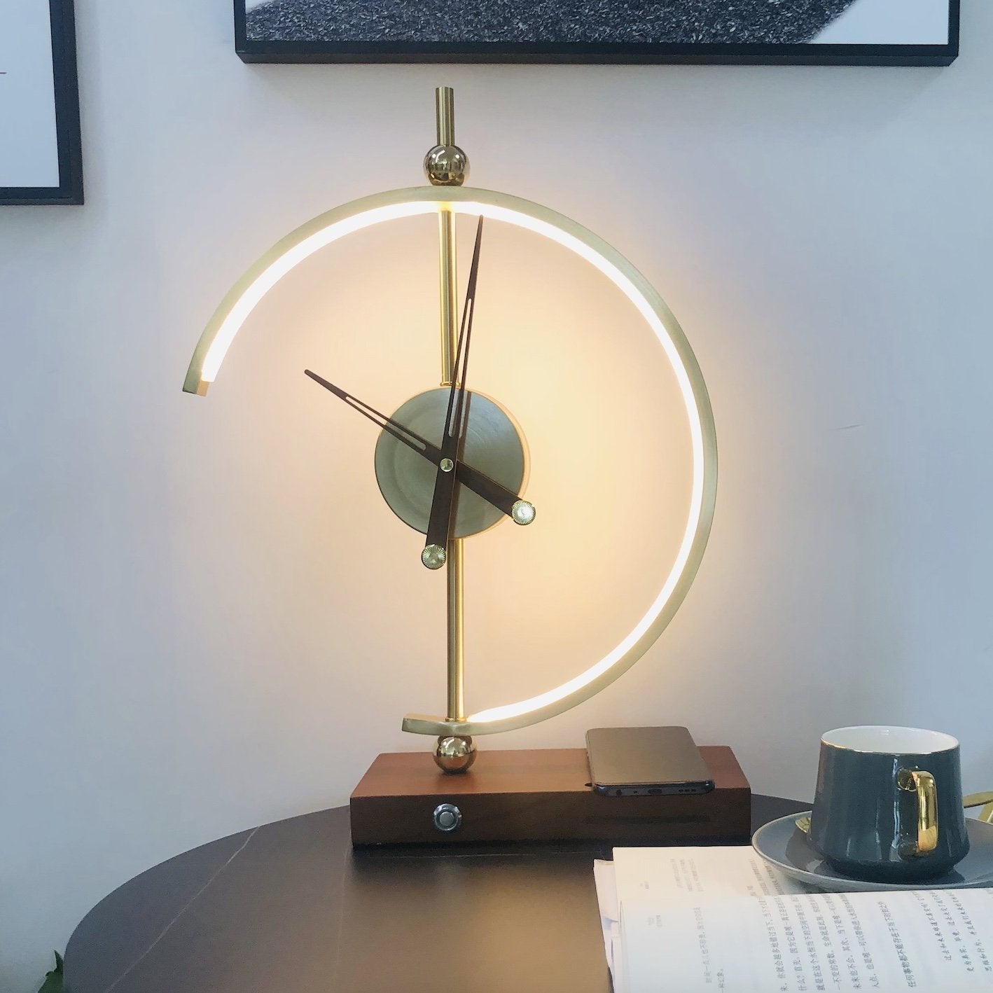 Nagoya LED Table Lamp with Clock Wireless Charging Dimmable Desk Light