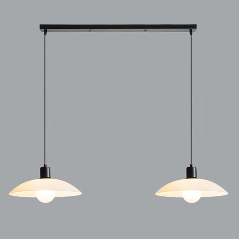 Minimalist White Glass Disc Pendant Light Modern Ceiling Lamp
