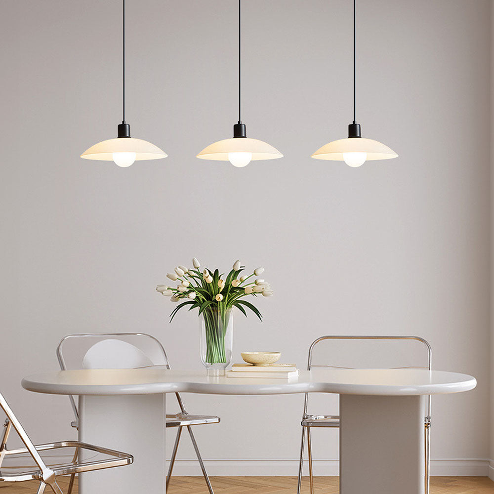 Minimalist White Glass Disc Pendant Light Modern Ceiling Lamp