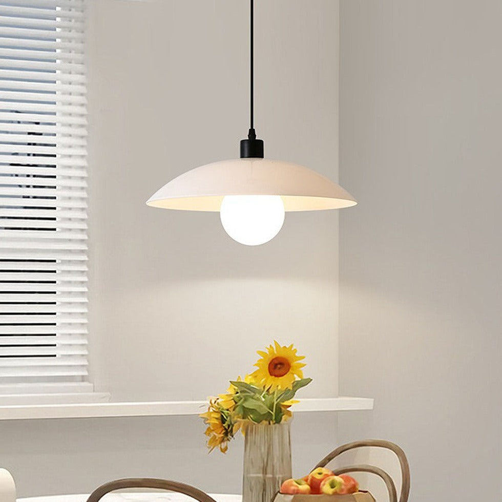 Minimalist White Glass Disc Pendant Light Modern Ceiling Lamp