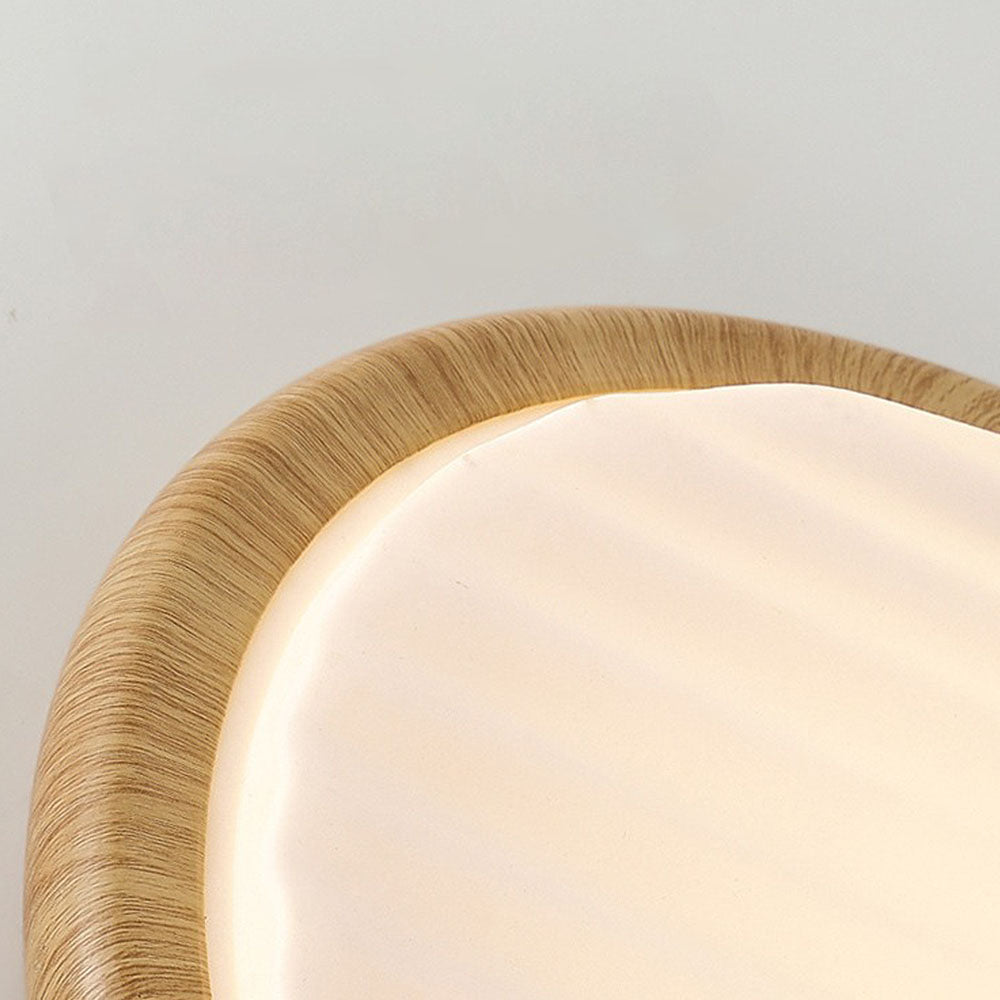 Wood LED Ceiling Light Round Wooden Flush Mount Lamp