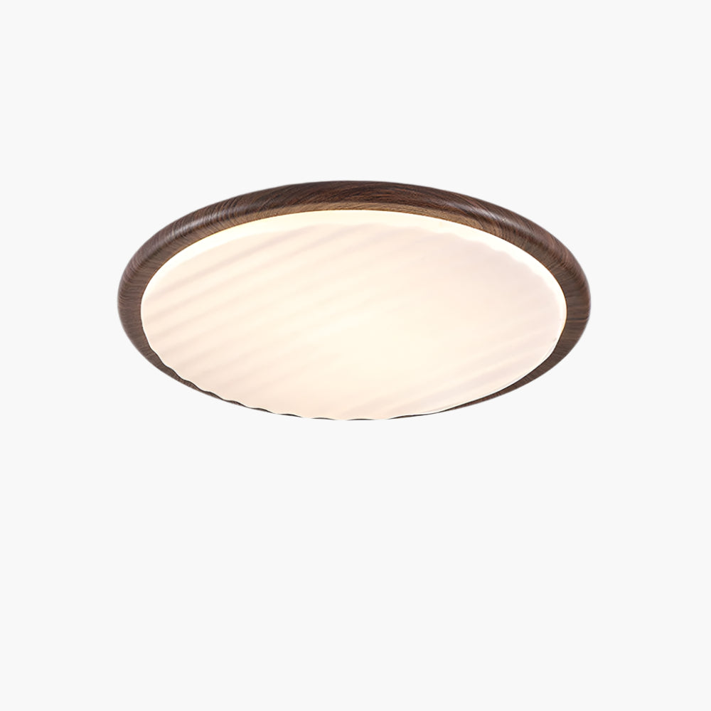 Wood LED Ceiling Light Round Wooden Flush Mount Lamp