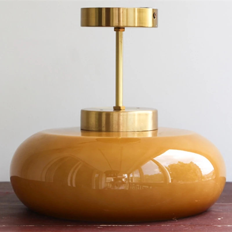 Vintage Orange Glass Ceiling Light Semi Flush Mount Lamp E27