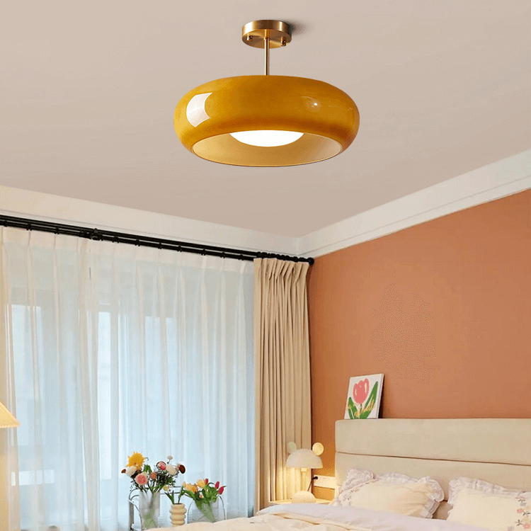 Vintage Orange Glass Ceiling Light Semi Flush Mount Lamp E27
