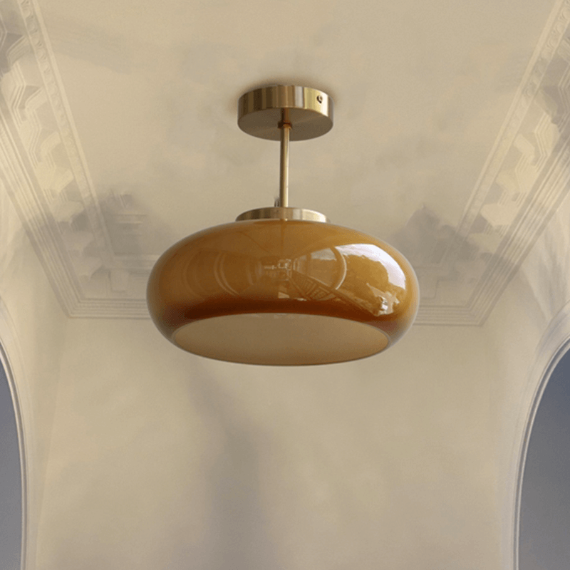 Vintage Orange Glass Ceiling Light Semi Flush Mount Lamp E27