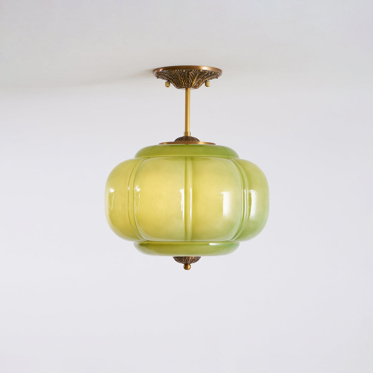 Jadeira | Jade Glass Ceiling Light with Brass Fittings | Dimmable Entryway Light Fixture