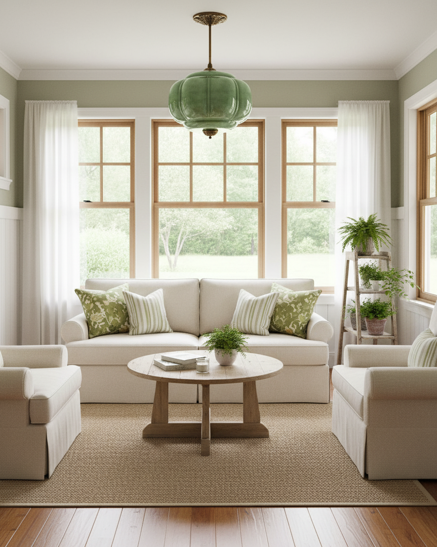 Jadeira | Jade Glass Ceiling Light with Brass Fittings | Dimmable Entryway Light Fixture